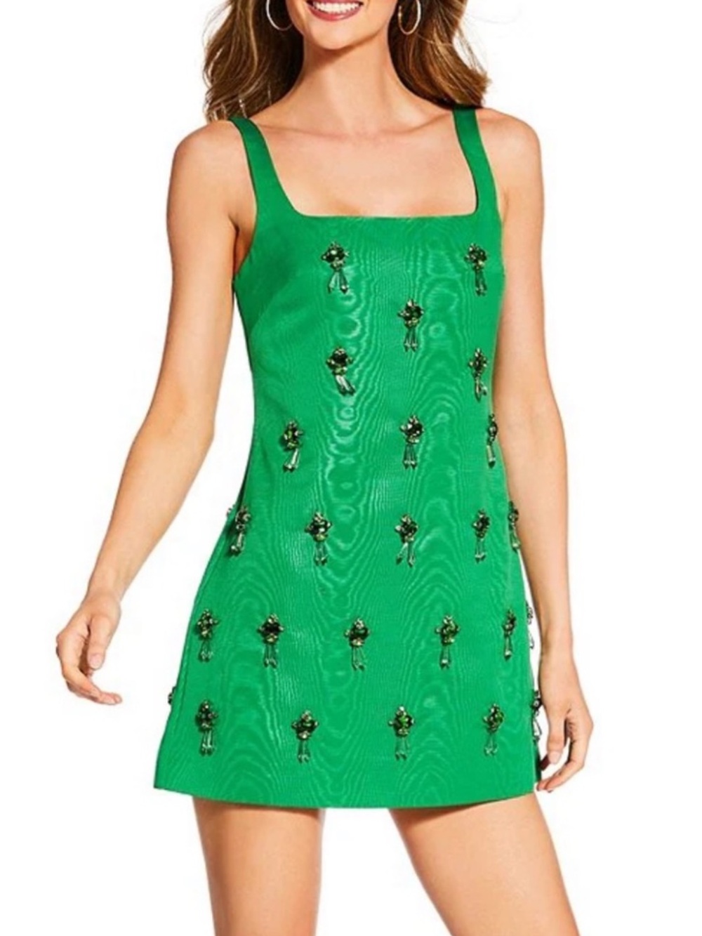 NWT Antonio Melani x The Nat Note Leonor Moire Jewel Mini Dress Green